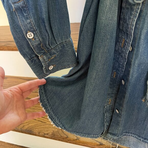 Universal Thread Denim Shirt Dress – Medium – Belted, Frayed Hem - Picture 4 of 4